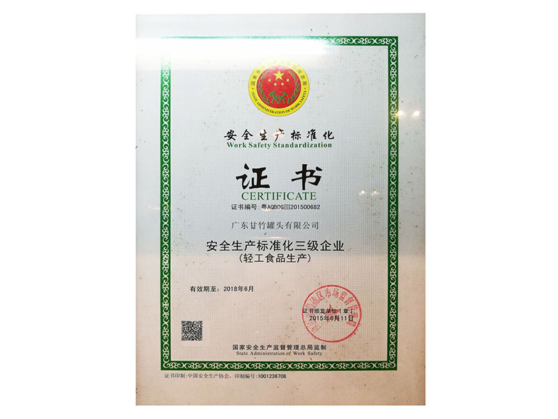 2015安全生产标准化证书